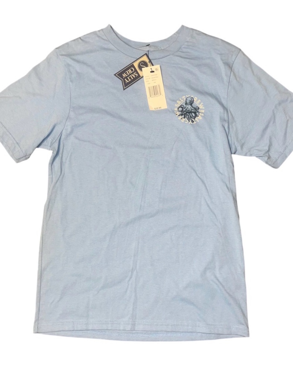 Salty Crew Light Blue Octopus Sea Short Sleeve Tee Shirt Boys NWT Medium